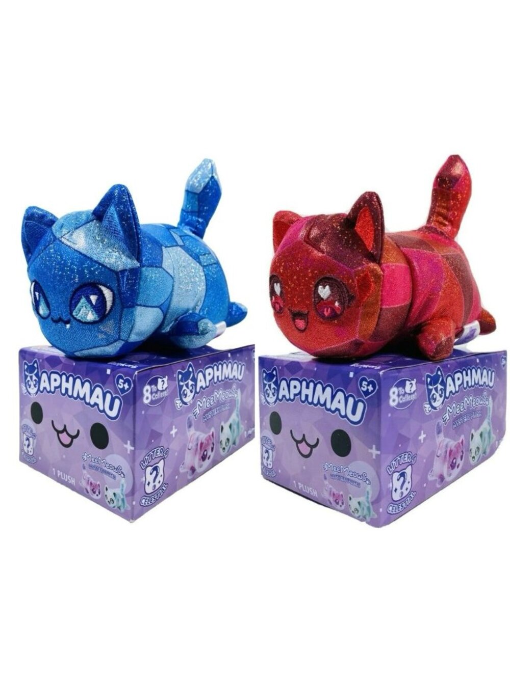 Aphmau MeeMeows Plush Sapphire Cat And Ruby 2 Pack Bundle Litter 4 Celestial